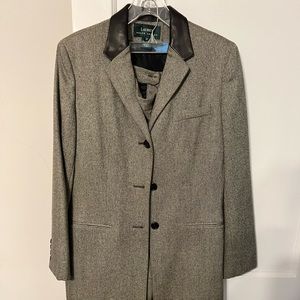 Ralph Lauren gray wool jacket with leather collar